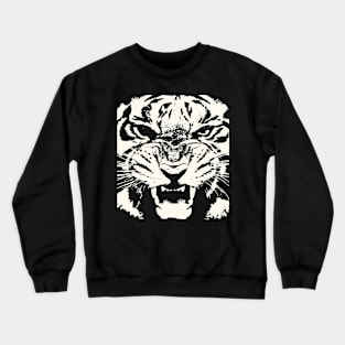 Tiger Vector Artistic White Face Cut Out Crewneck Sweatshirt